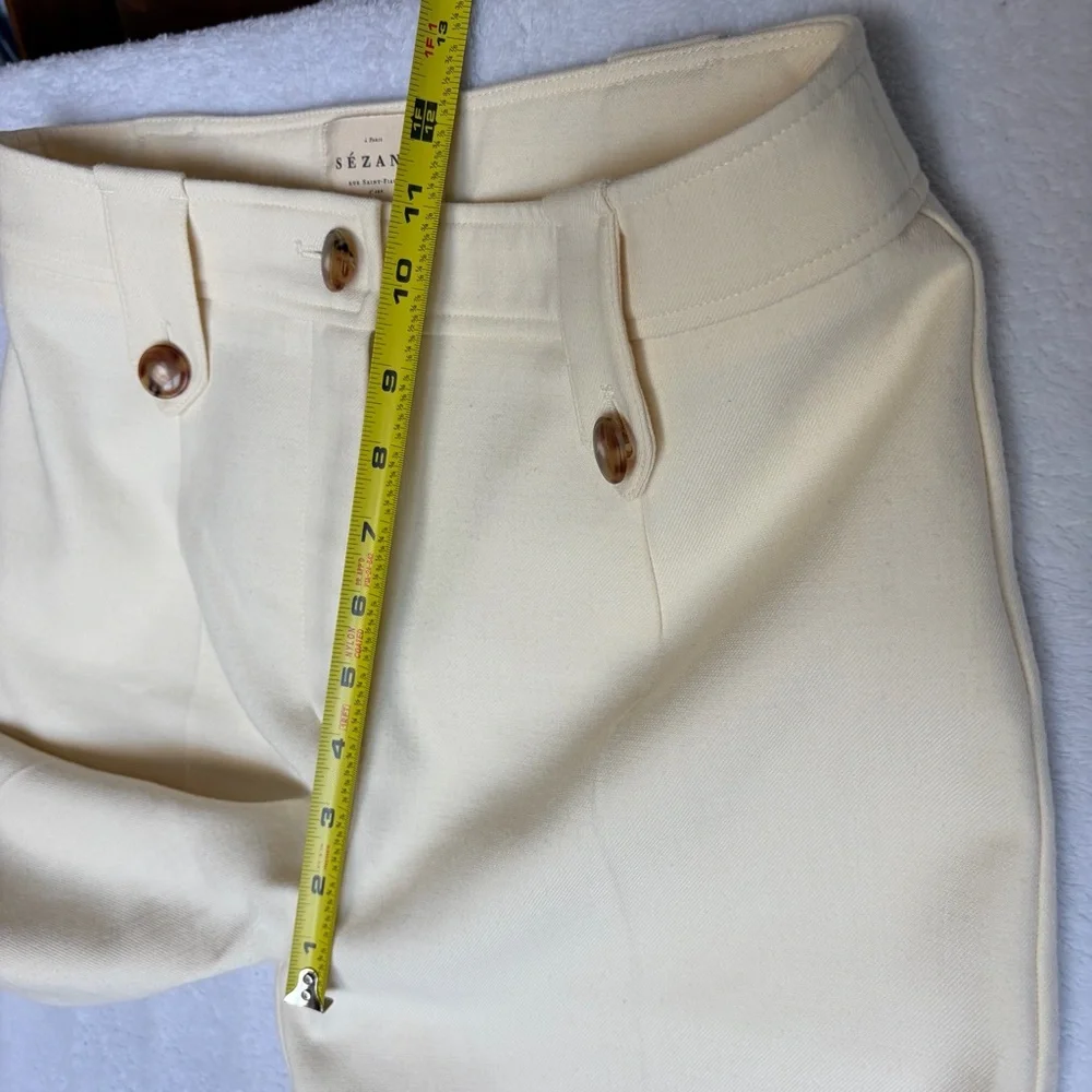 Sezane Yves Trousers Ecru Cream Sz 38 US 6 Wide Leg Long Pant Wool Blend READ - Picture 11 of 16